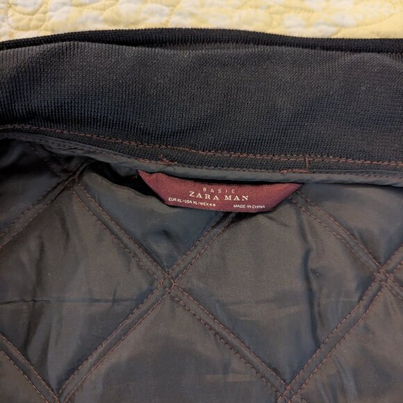Zara Men's quilted light jacket burgundy size XL - Picture 8 of 9